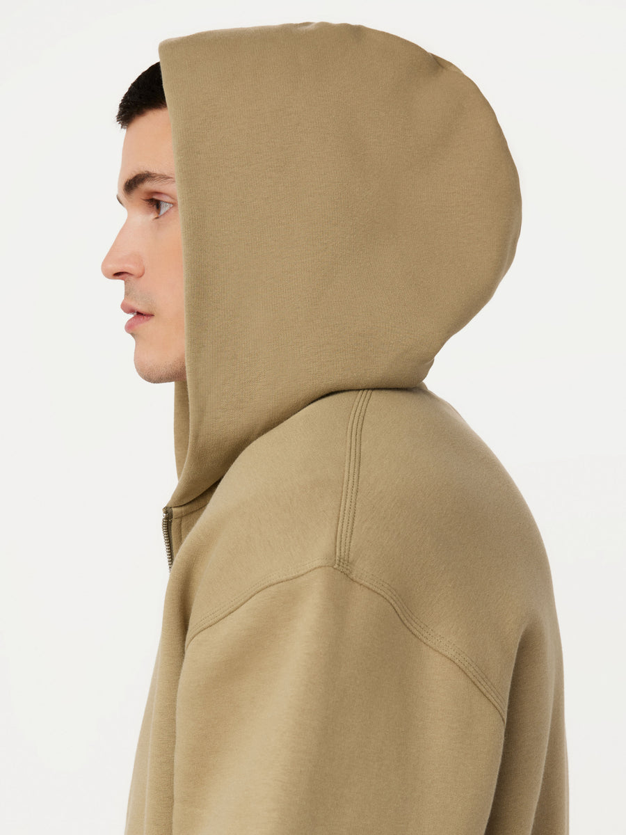 The Zip Up Fleece Hoodie in Khaki – Frank And Oak Canada