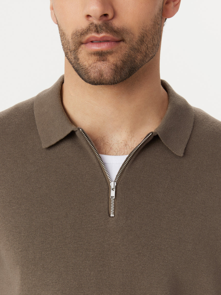 The Long Sleeve Polo Knit in Brown