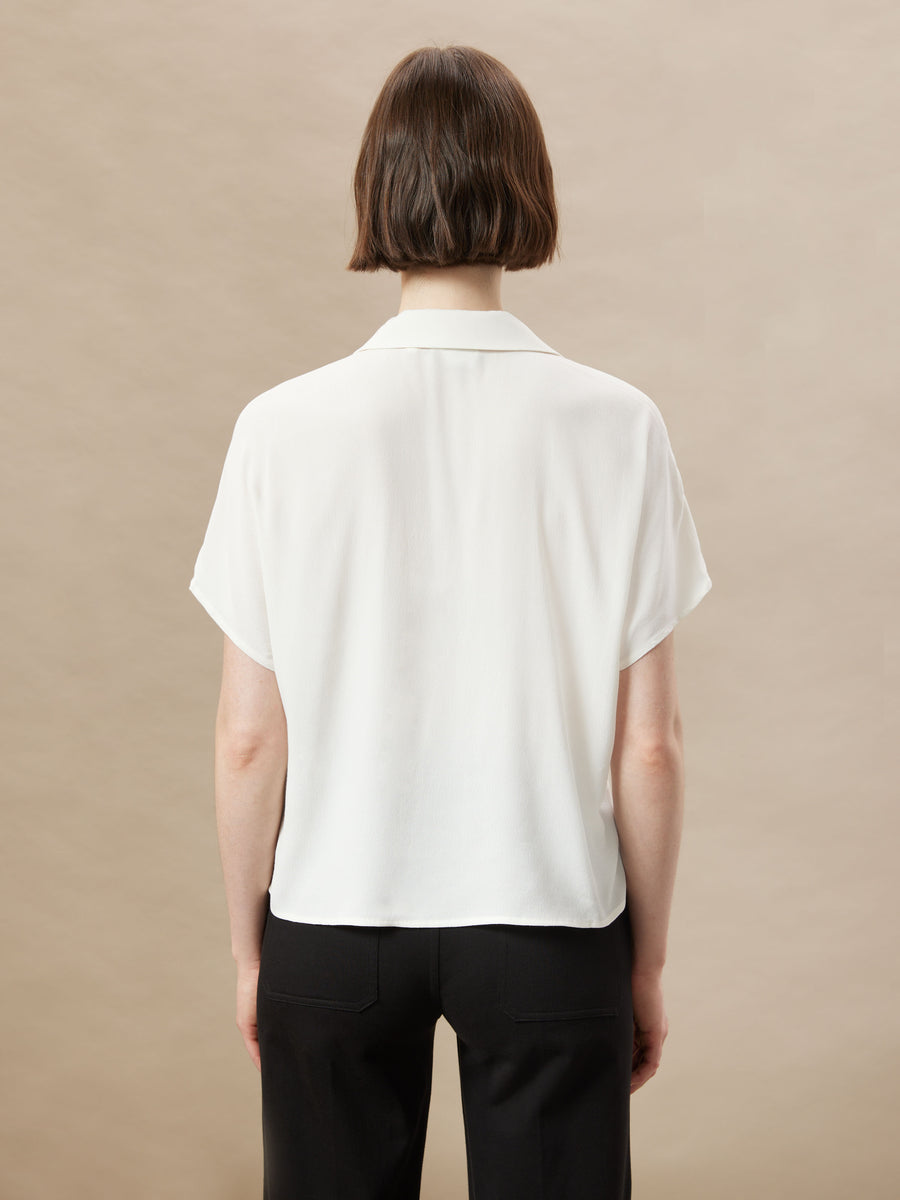 とぼBOW BLOUSE WHITE ZSQAW Long Sleeve White Blouse Bow V-Neck Chiffon Blouse