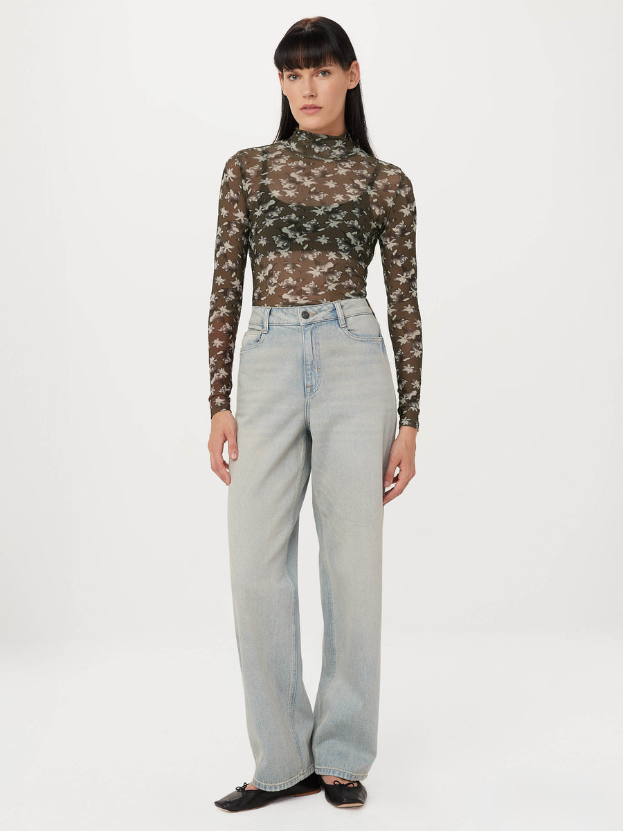 The Printed Mesh Mock Neck in Dark Olive – Frank And Oak Canada