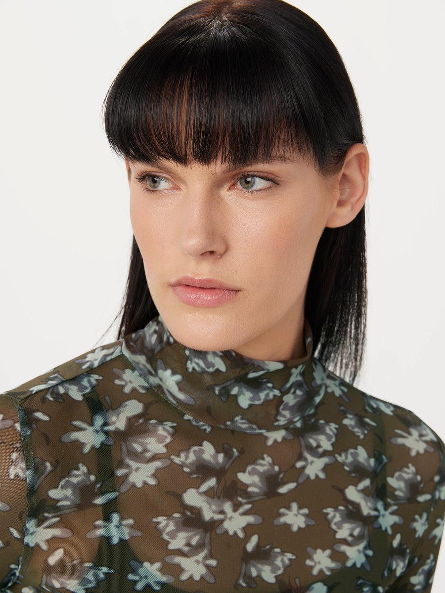 The Printed Mesh Mock Neck in Dark Olive – Frank And Oak Canada