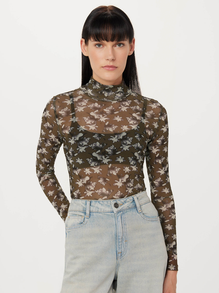 The Printed Mesh Mock Neck in Dark Olive – Frank And Oak Canada