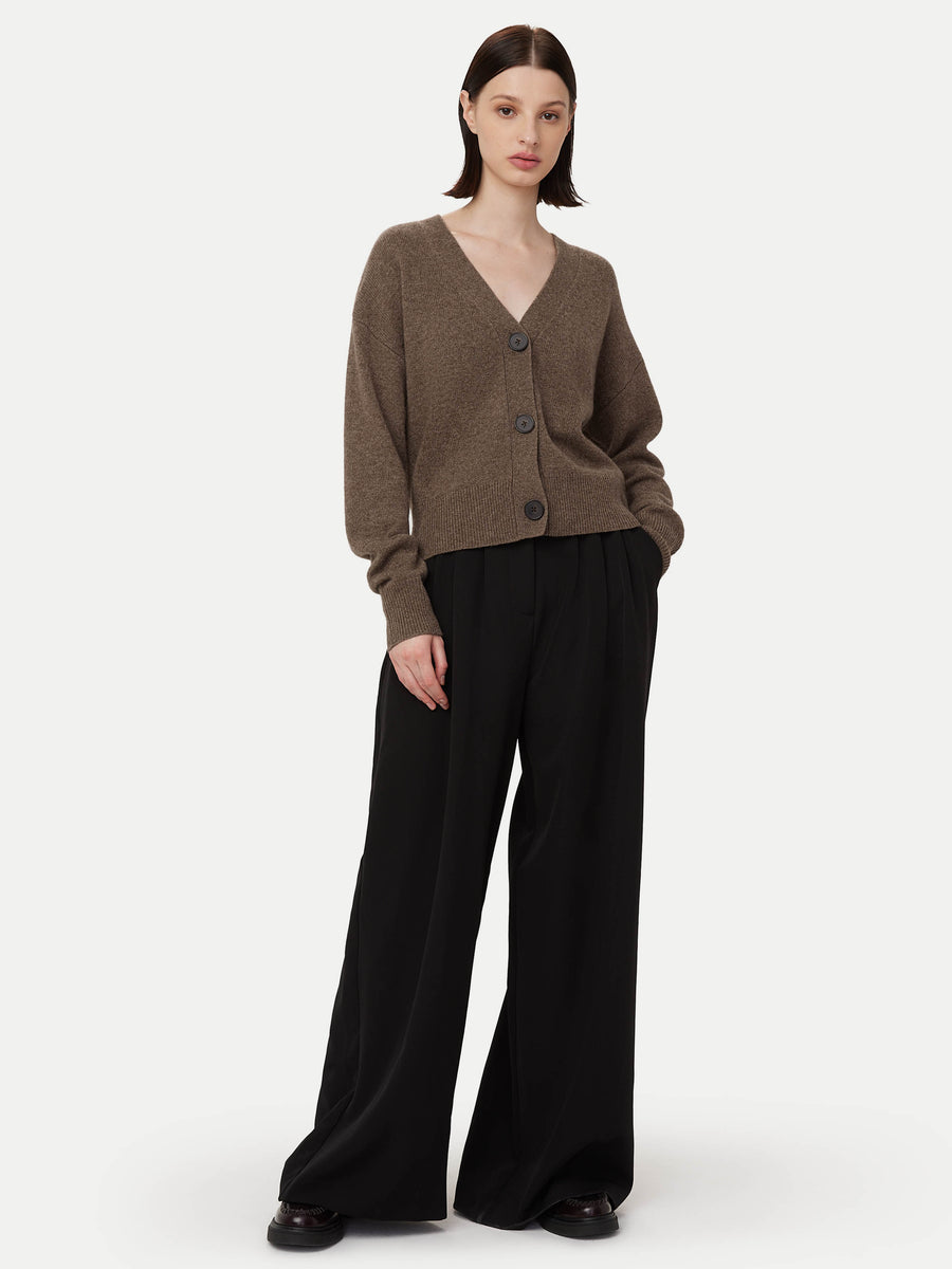 ダウンジャケット・コート +DEINET+ CROP KNIT CARDIGAN IN BEIGE KDCBC4WB211 Beige Button Detail Oversized Cropped Cardigan | Nothingbutstyle