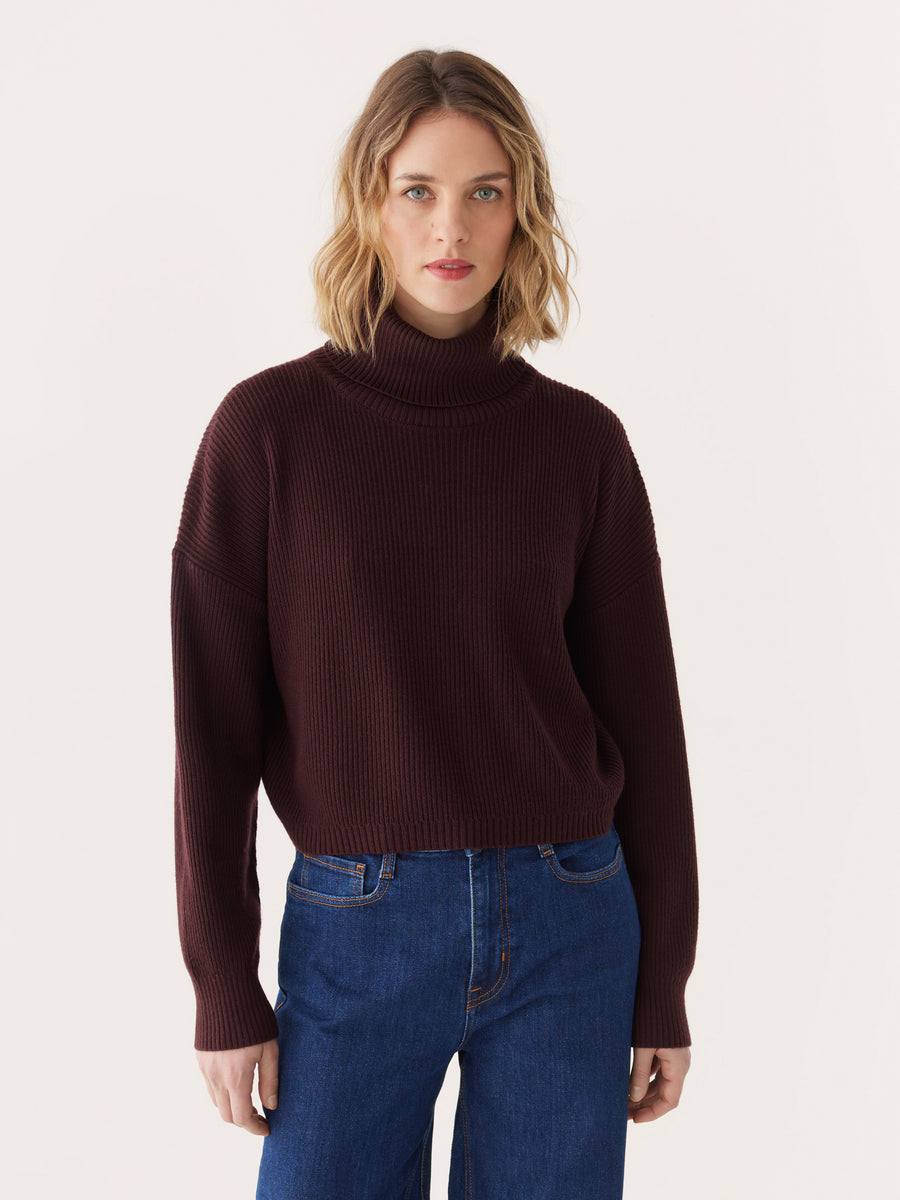 The Merino Turtleneck Sweater in Dark Brown