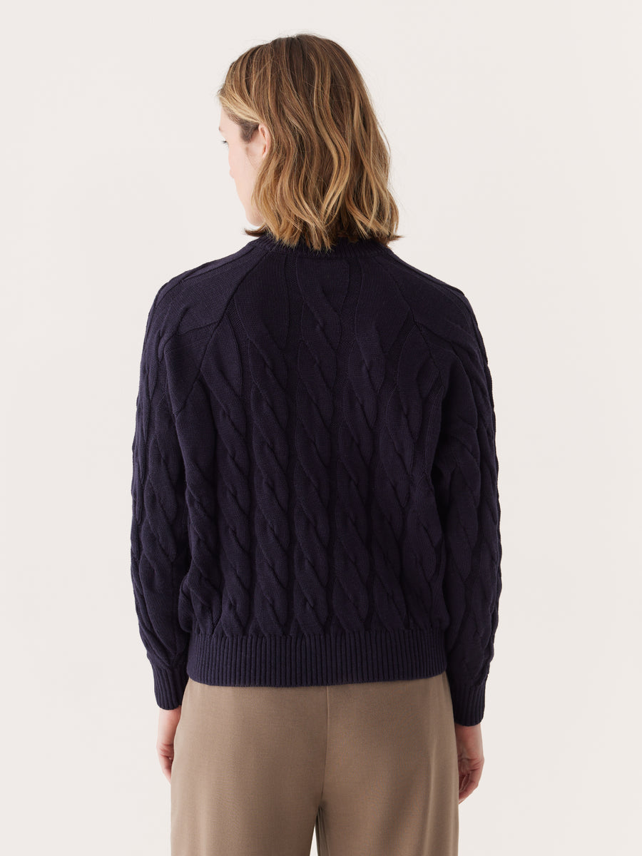 The Cable Knit Sweater in Dark Blue