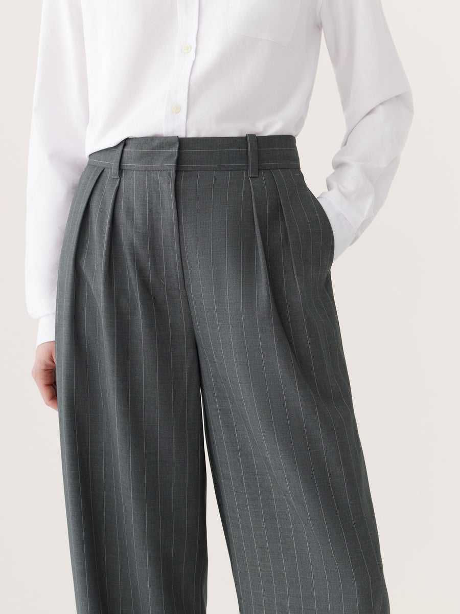 The Emma Pinstripe Ultra Wide Leg Pant in Cool Grey – Frank And