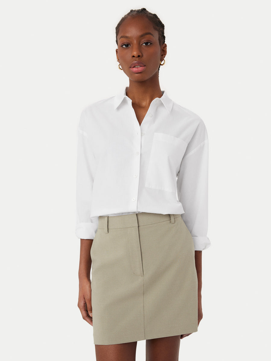 Khaki skirt outlet with buttons