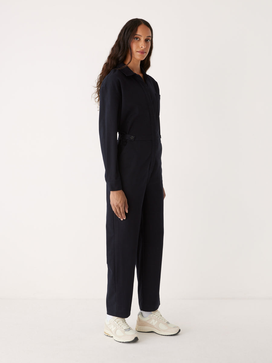The Organic Cotton Twill Jumpsuit in Dark Blue – Frank And Oak Canada