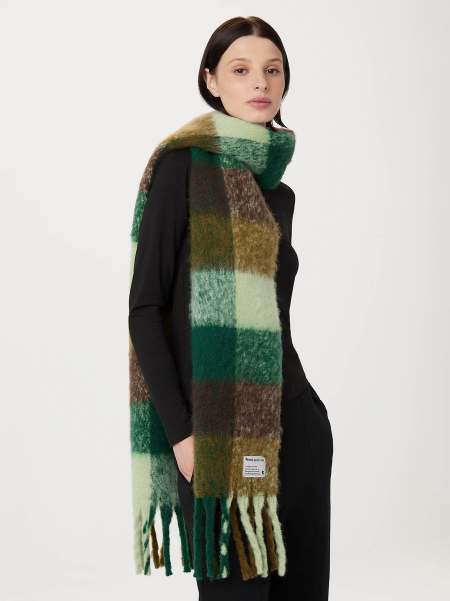 【OPEN YY】24FW TARTAN WOOL SCARF (GREEN) Green Tartan Check Wool Scarf – Drakes US