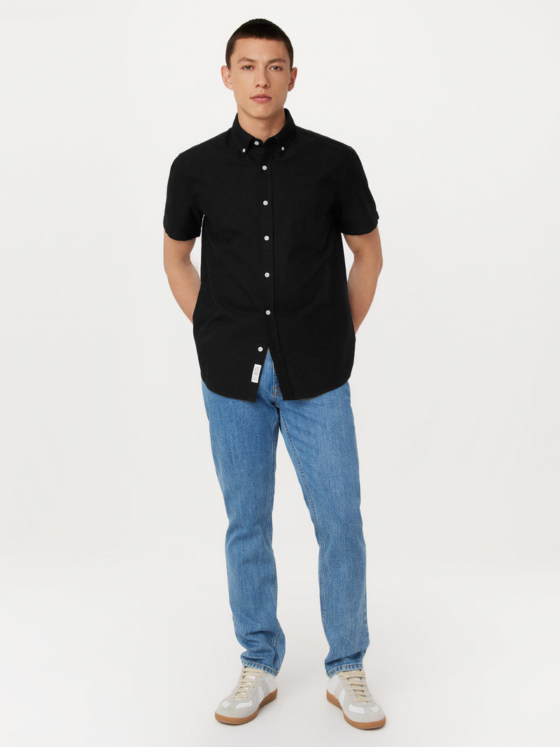 Frank And Oak The Jasper Short Sleeve Oxford Shirt in Black