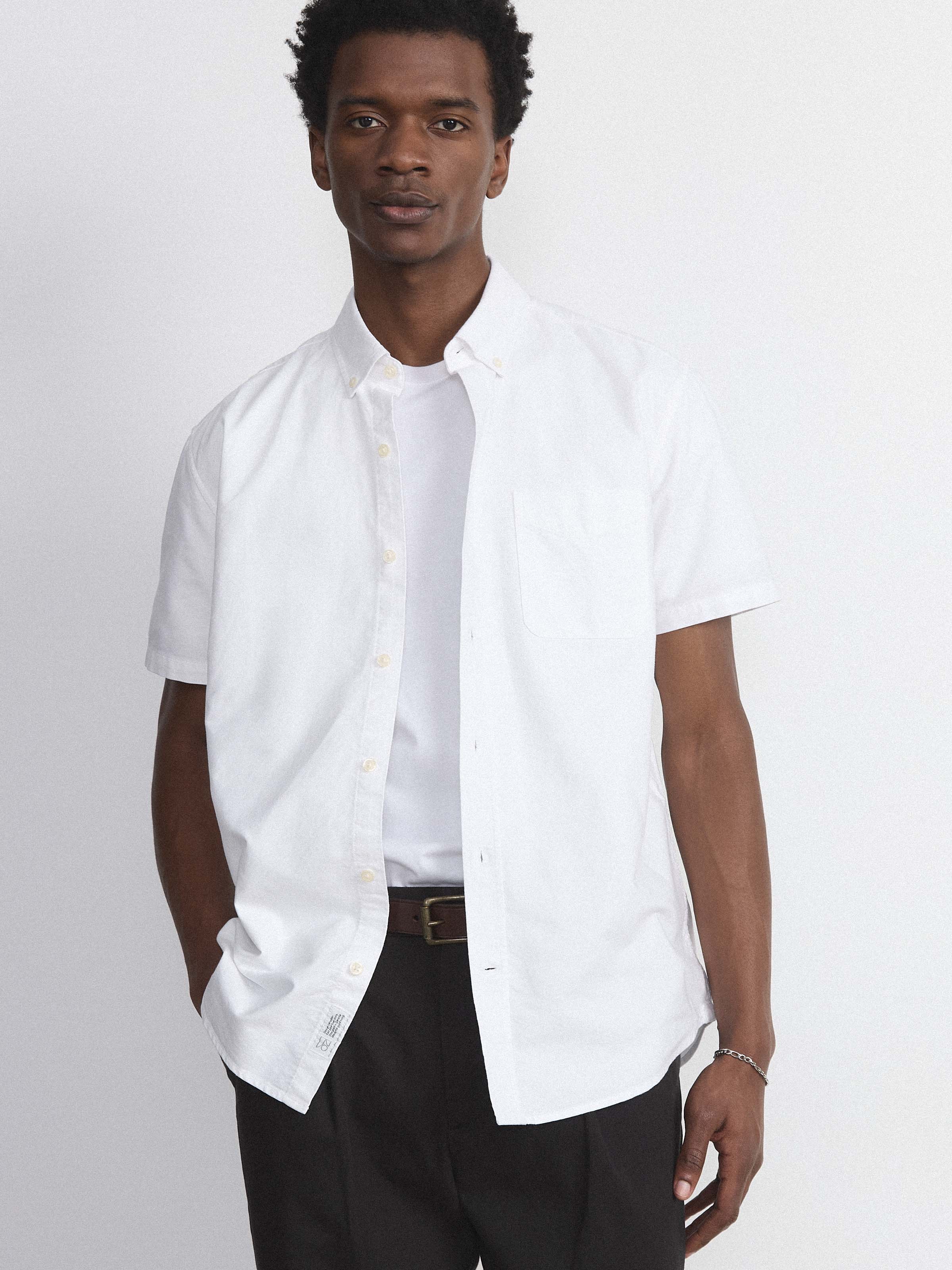 the phos open collar shirts （white） Shirt with zip on the collar brand LES HOMMES