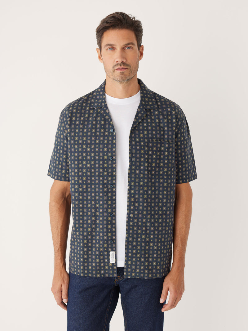 The Printed Camp Collar Shirt in Deep Blue – Frank And Oak Canada