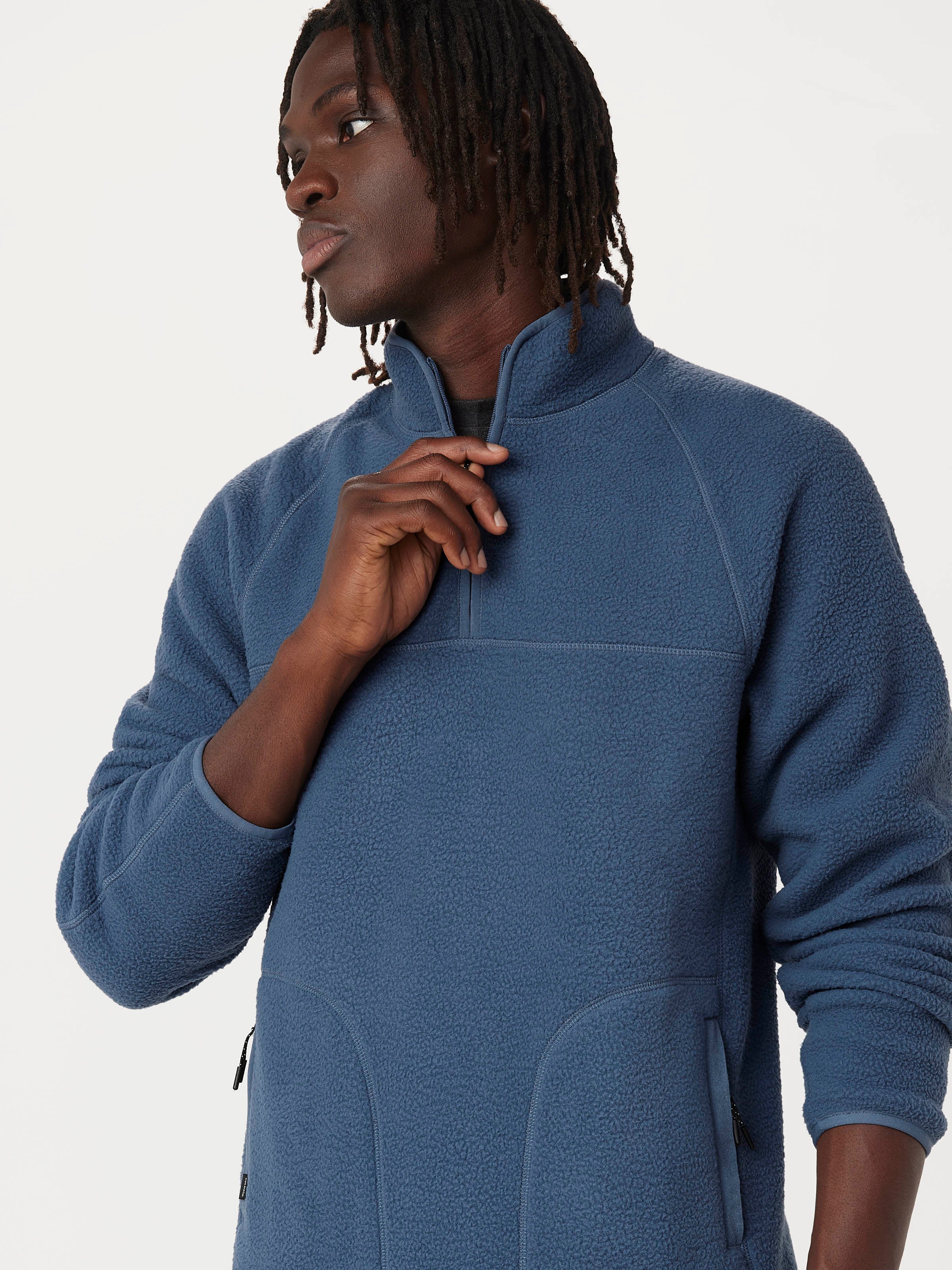 The Axis Polar Fleece Half Zip in Vintage Indigo – Frank And