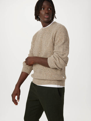 The Donegal Crewneck Sweater in Light Beige