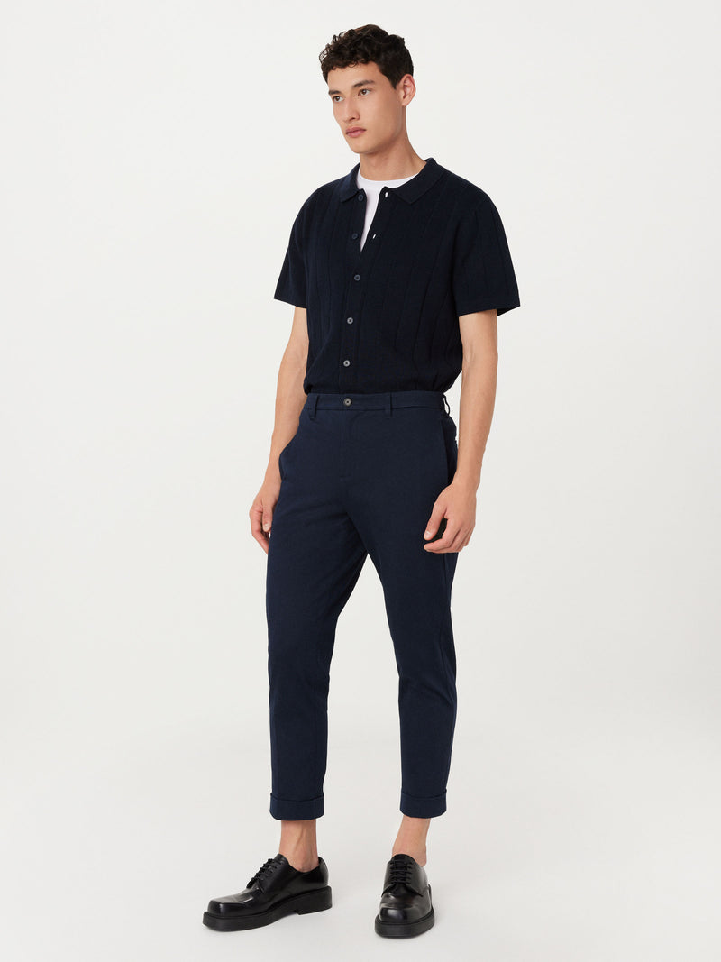 Blue polo black pants hotsell