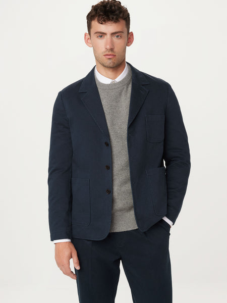 The 3-Button Twill Blazer in Deep Blue – Frank And Oak Canada