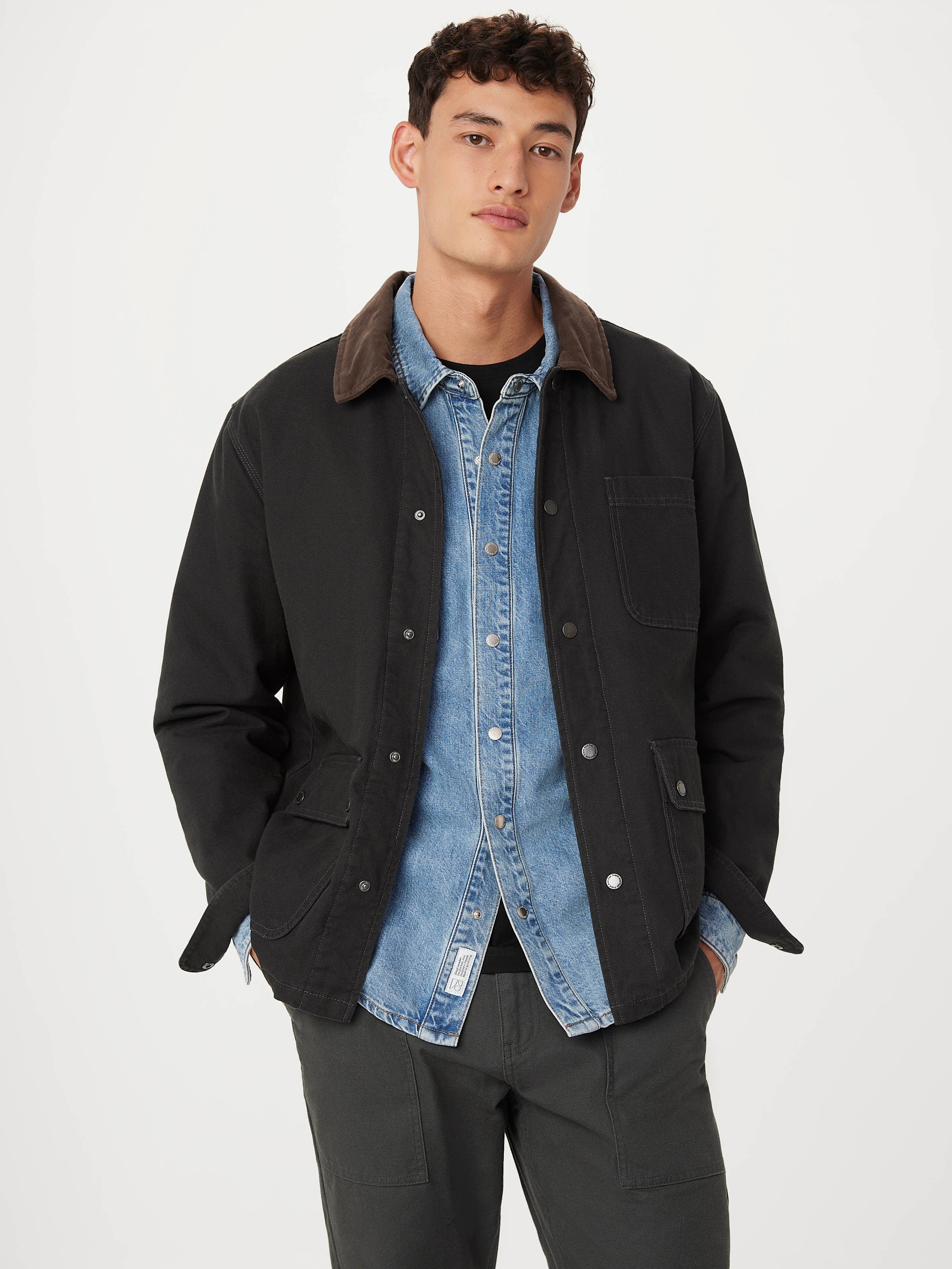 The Canvas Barn Jacket in Washed Black Frank And Oak Canada