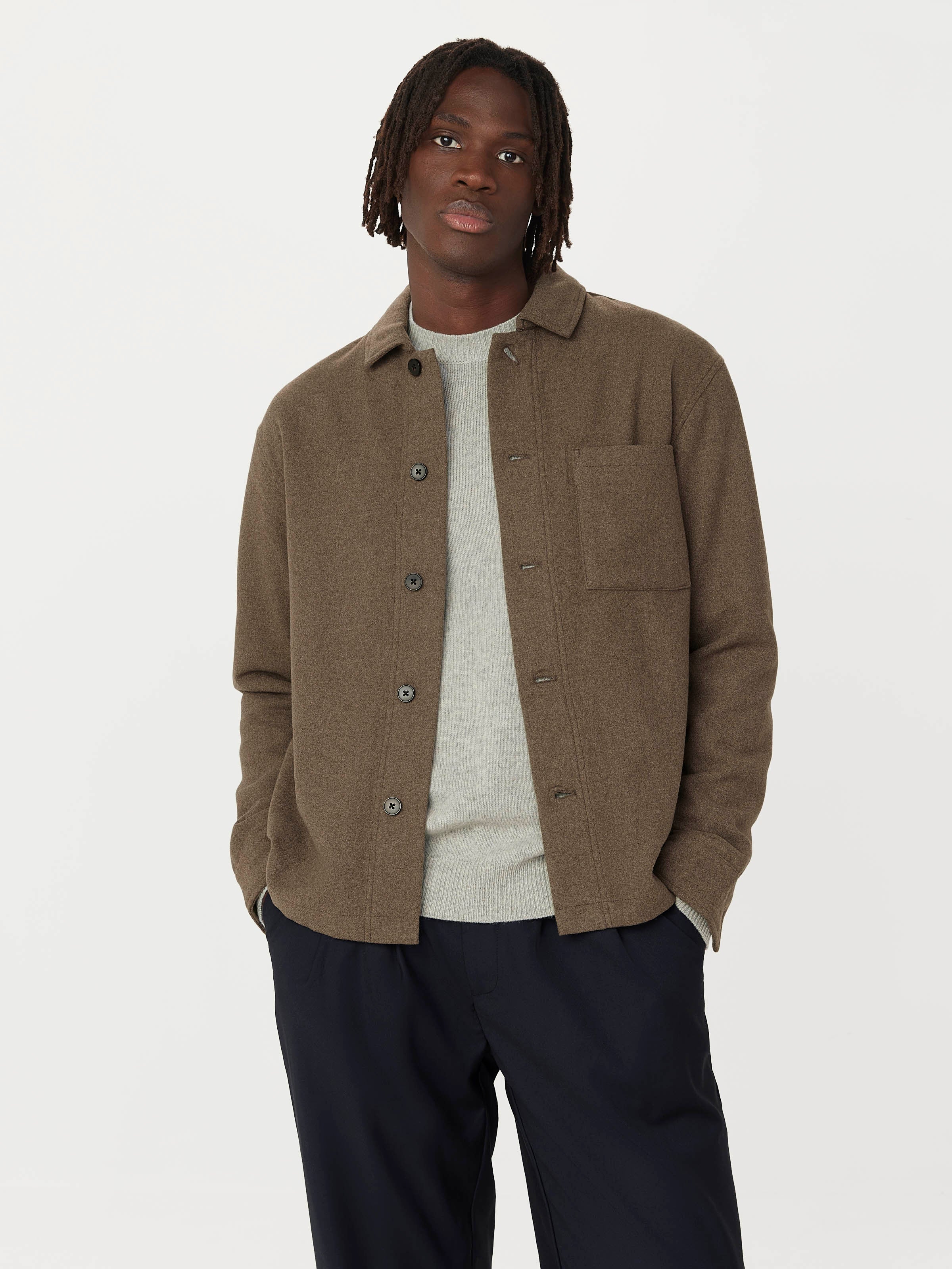 トップス UND CHECK WOOL OVER SHIRT Buy Only & Sons White Check Wool Zip Up Overshirt from Next