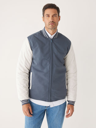 The Varsity Skyline Bomber in Slate Blue