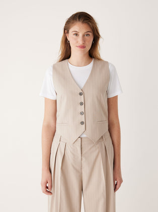The Pinstriped Vest in Oxford Tan