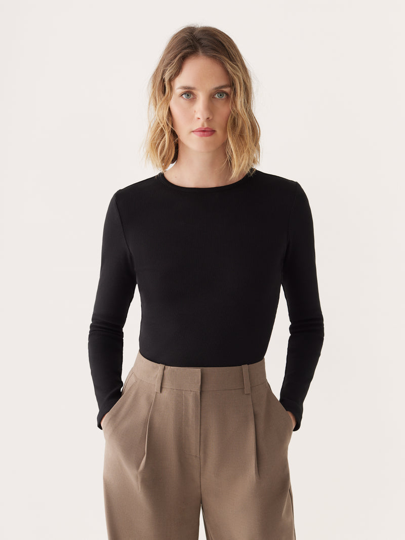 The Long Sleeve Ribbed Top in Black – Frank And Oak Canada