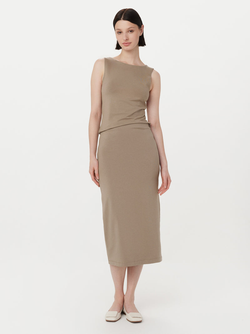 The Jersey Pencil Skirt in Taupe Frank And Oak Canada