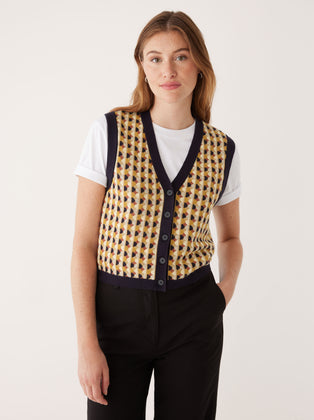 The Button-Up Sweater Vest in Daisy
