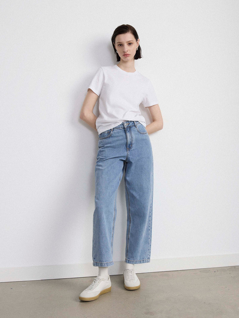 【AAKE】OILY BALLOON DENIM SPOTTED RELAXED BALLOON JEANS - Light blue | ZARA Canada
