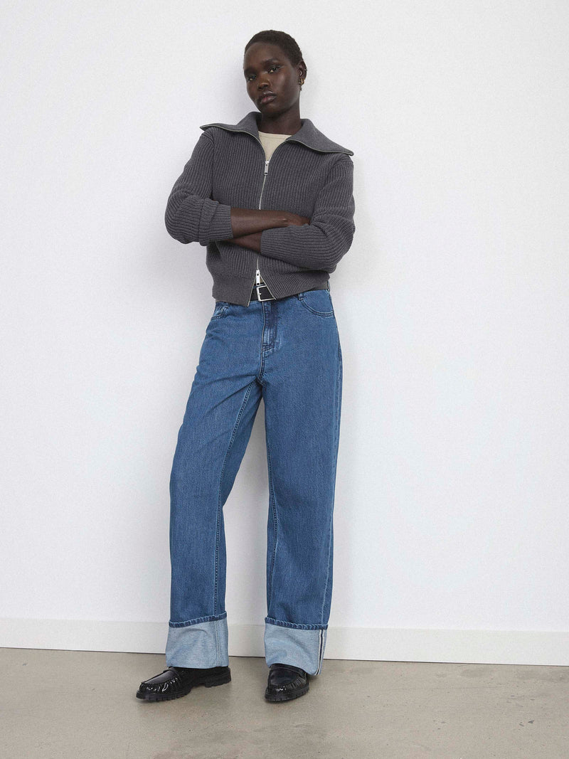 The Courtney Cuffed Loose Jean in Medium Blue