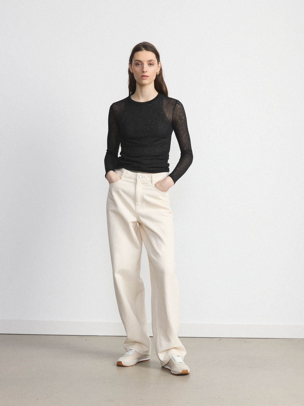 The Ellie Undyed Baggy Jean in Natural White