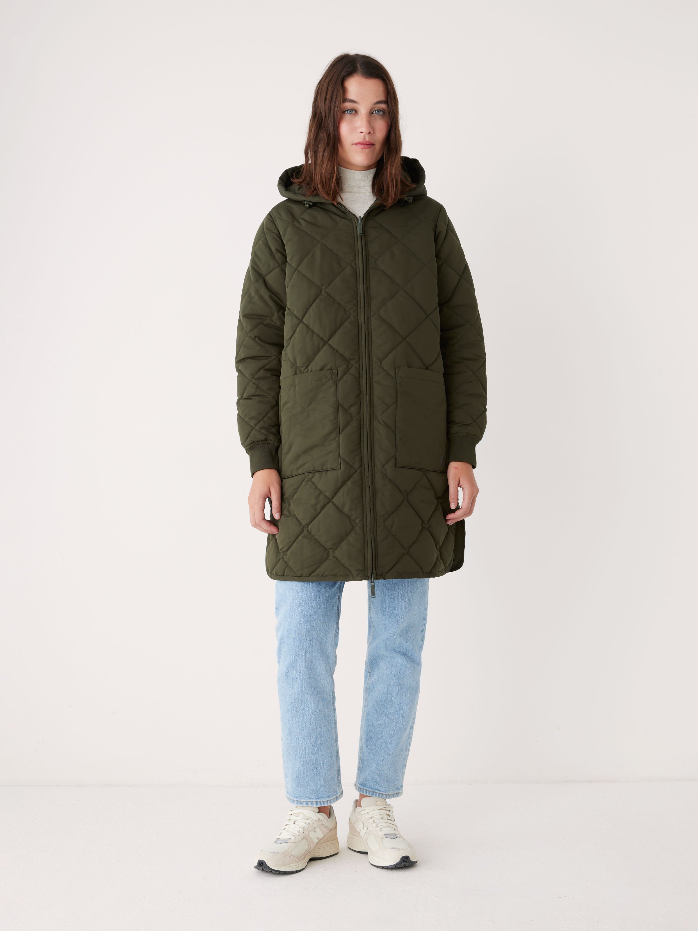 The Highland Long Puffer Coat in Forest Green