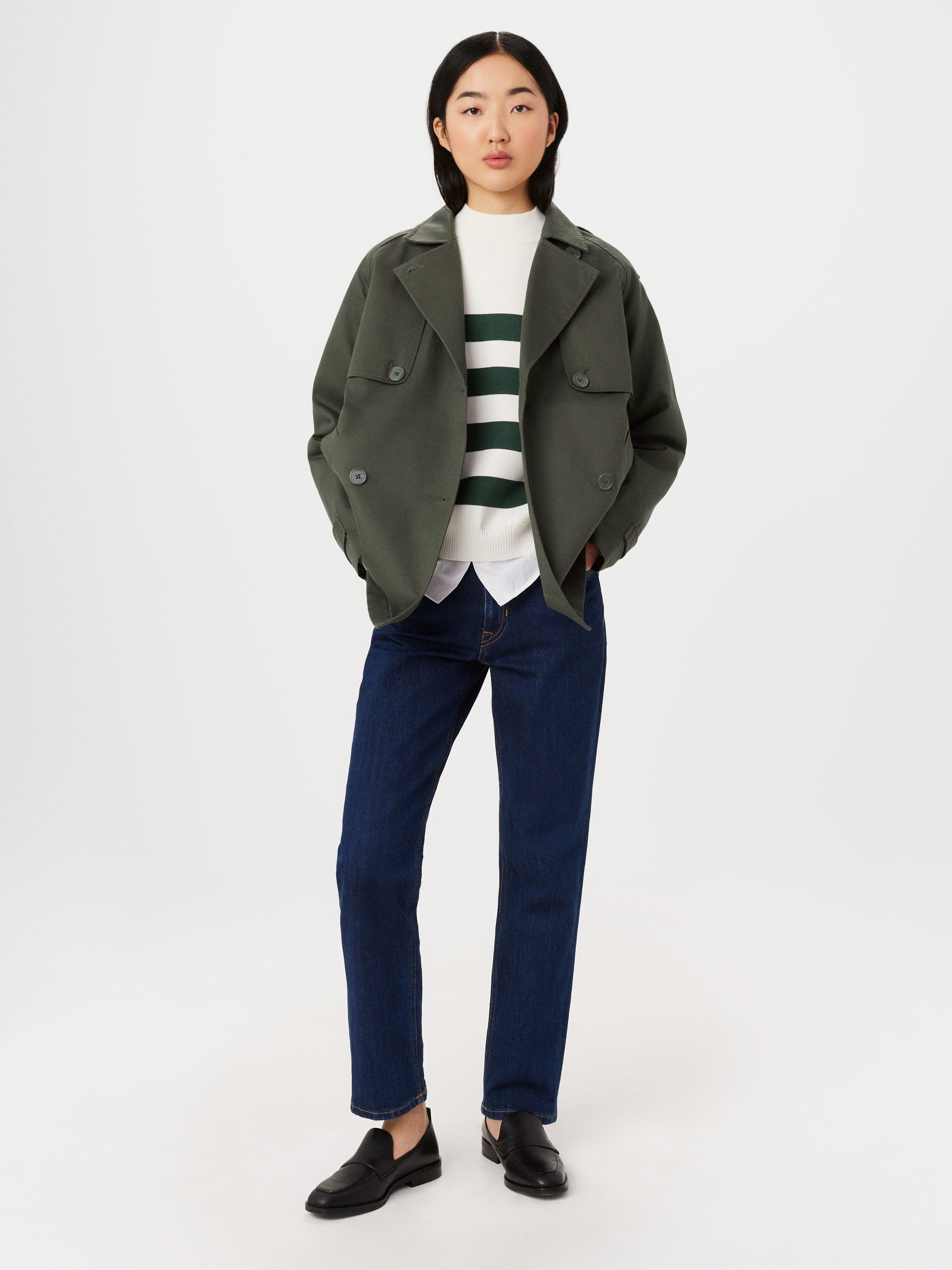 The Kapok Cropped Trench Coat in Boreal Green – Frank And Oak