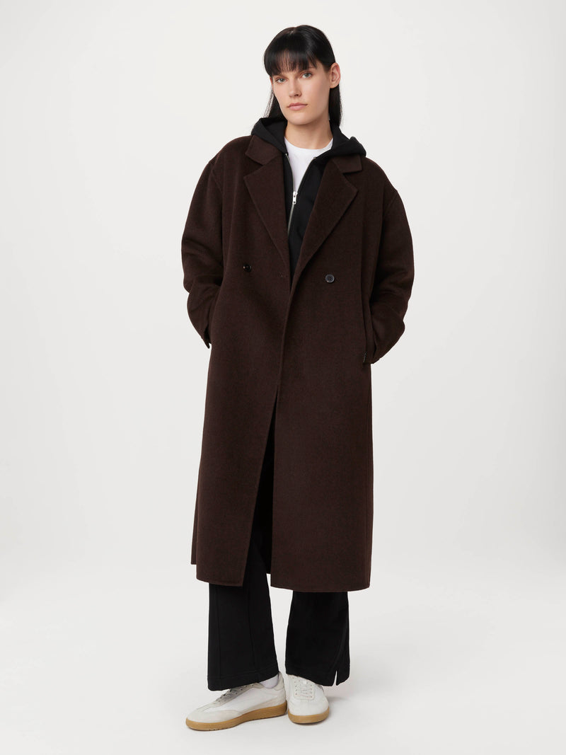 The Margaret Recycled Wool Topcoat in Dark Chocolate Frank And Oak Canada