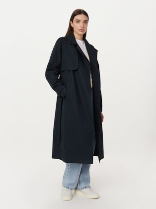 The Long Trench Coat in Deep Blue