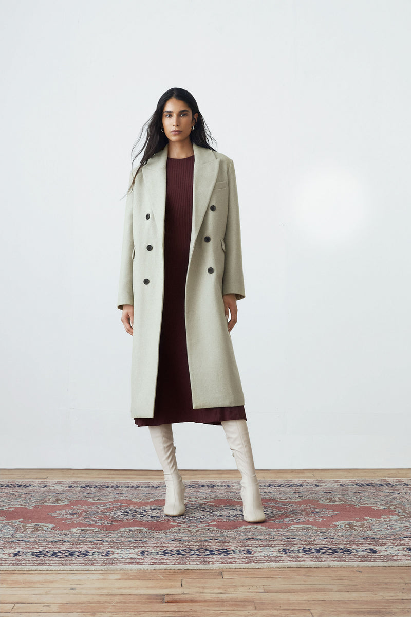 The Frances Recycled Wool Topcoat in Light Greige – Frank And Oak