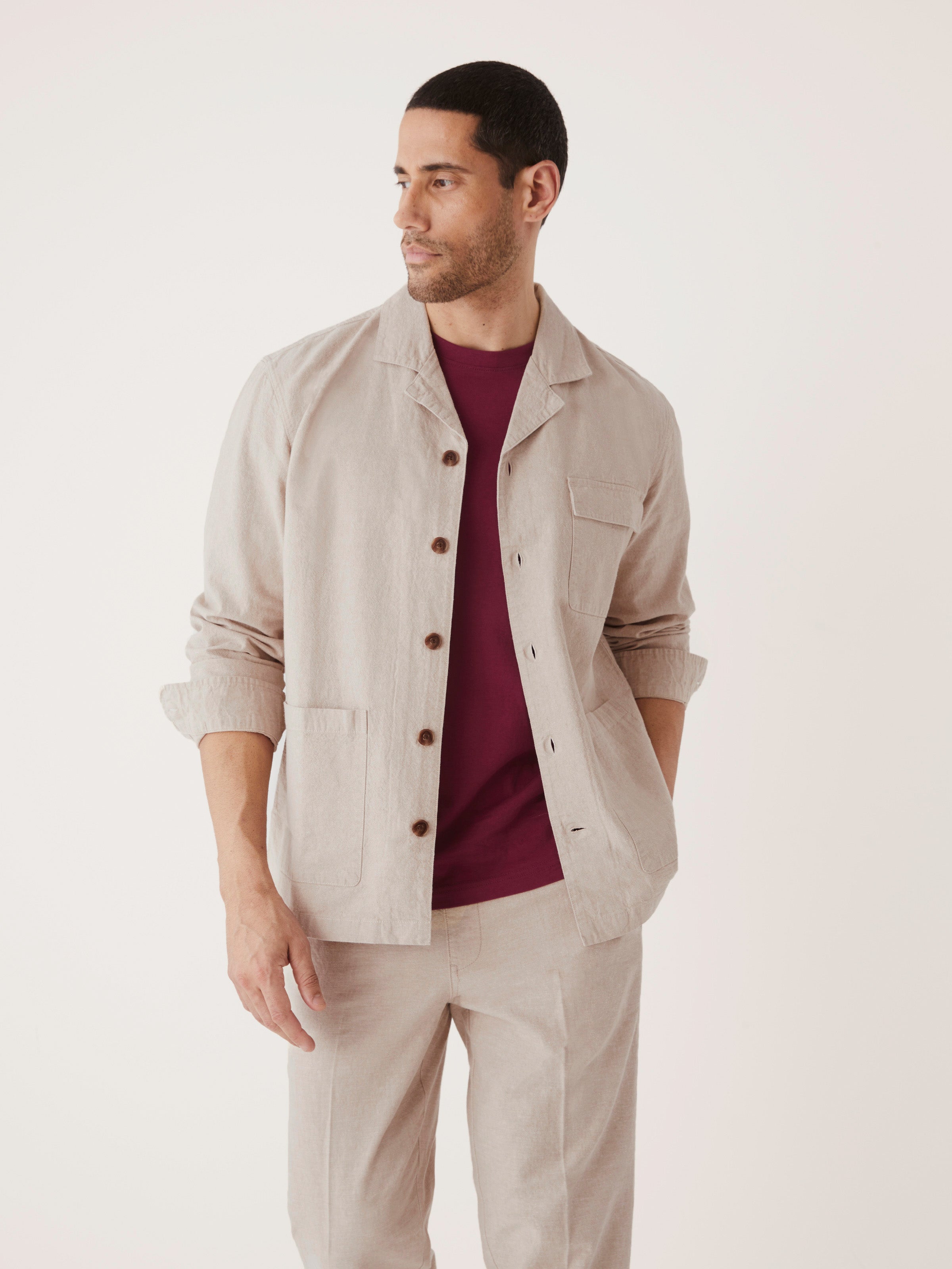 The Linen Overshirt in Sand