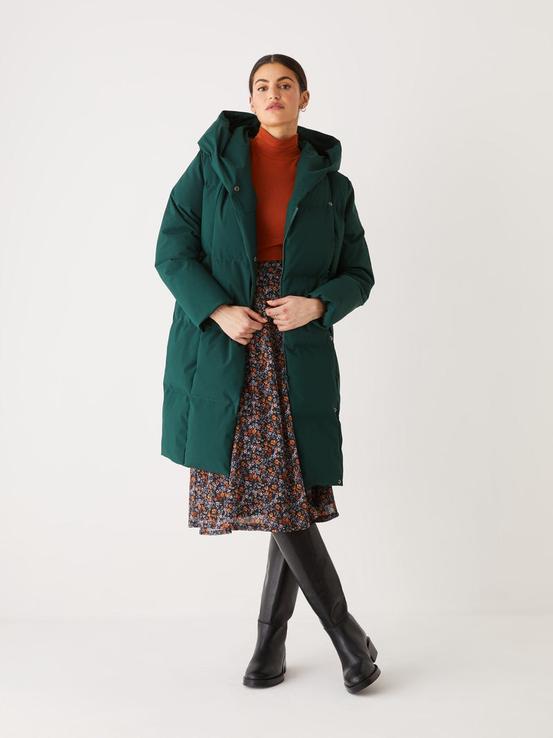 manteau long vert sapin